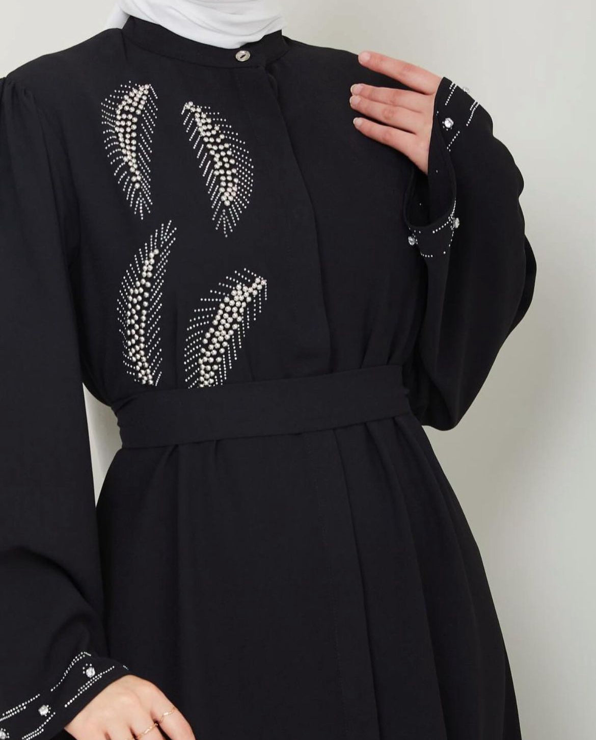 Exquisite Long Sleeve Black Abaya Dress