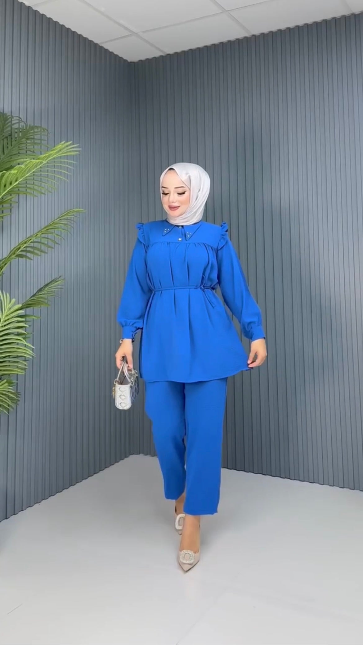 Royal Blue pantsuit with waist tie